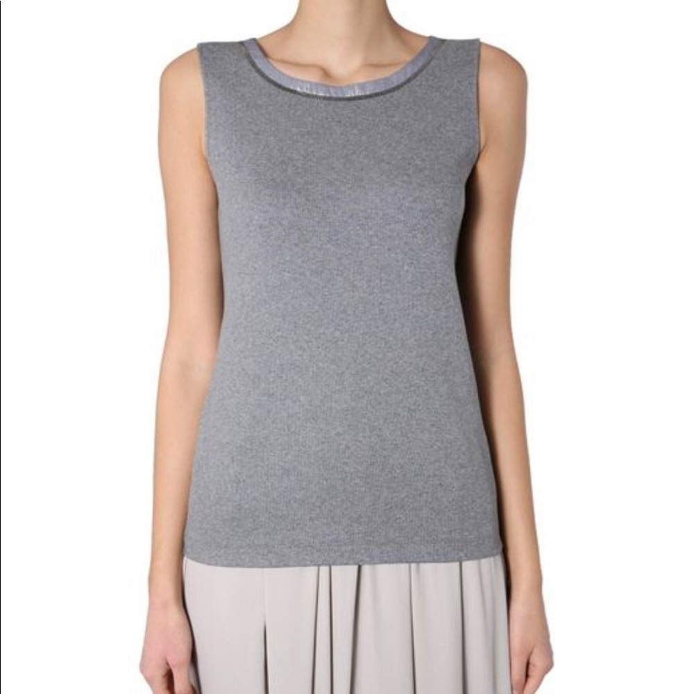 Fabiana Filippi metallic trim ribbed cotton tank, size S
